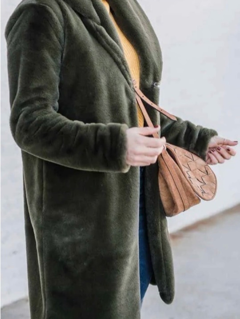 Leith - Olive Green Teddy Faux-Fur Coat